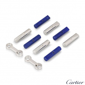 Cartier White Gold, Steel and Lapis Lazuli Cufflinks